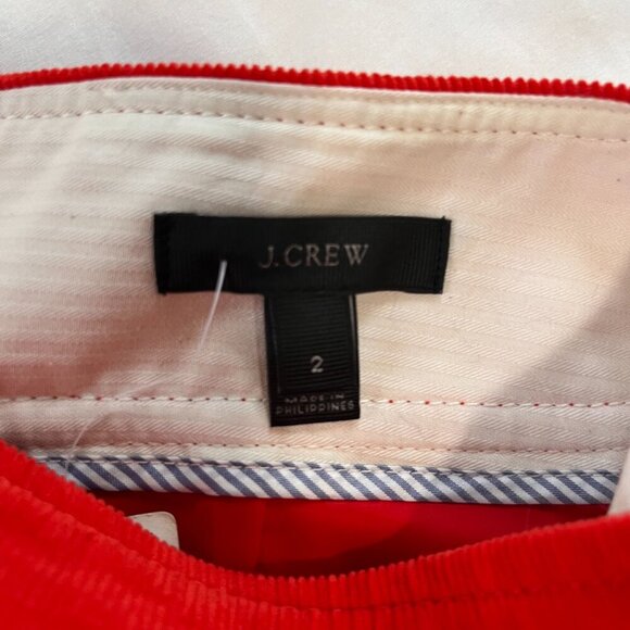 J Crew Bright Red Corduroy Gold Accent Rear Zip Mini Skirt NWT | Size 2 - Picture 2 of 5